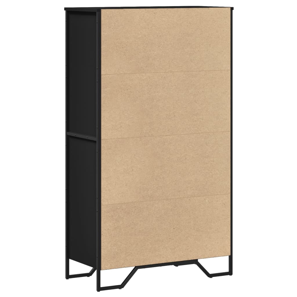 Highboard svart 79,5x35,5x137,5 cm konstruert tre