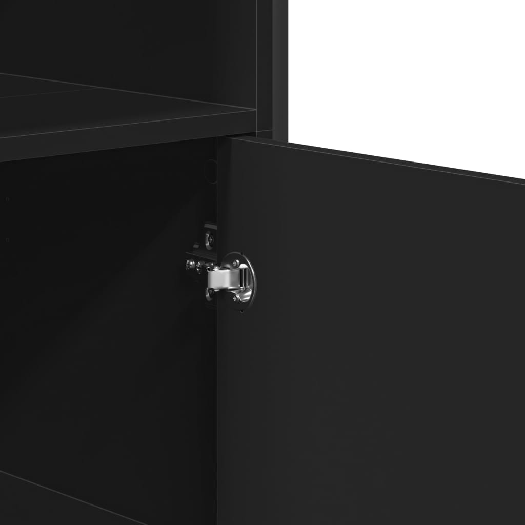 Highboard svart 79,5x35,5x137,5 cm konstruert tre