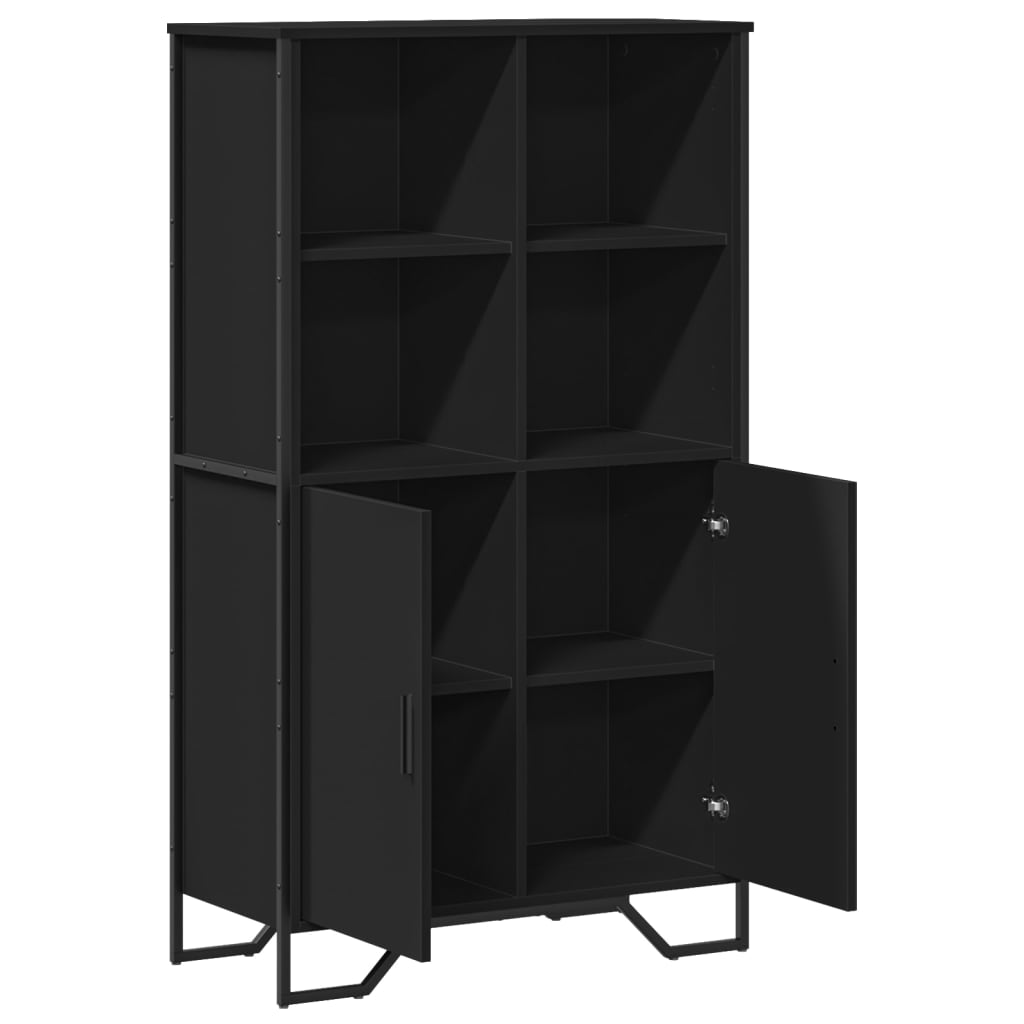 Highboard svart 79,5x35,5x137,5 cm konstruert tre