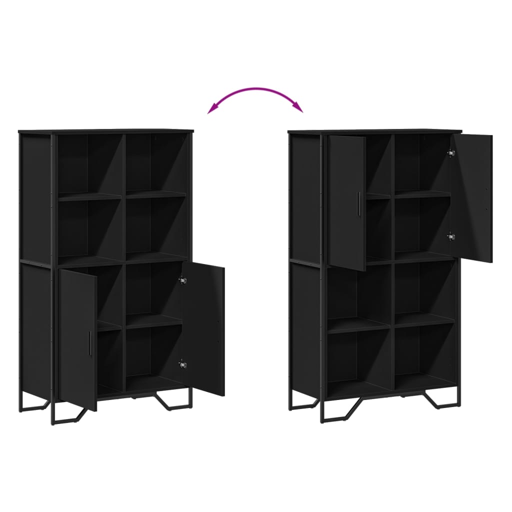 Highboard svart 79,5x35,5x137,5 cm konstruert tre