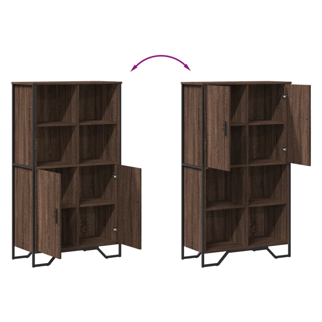 Highboard brun eik 79,5x35,5x137,5 cm konstruert tre