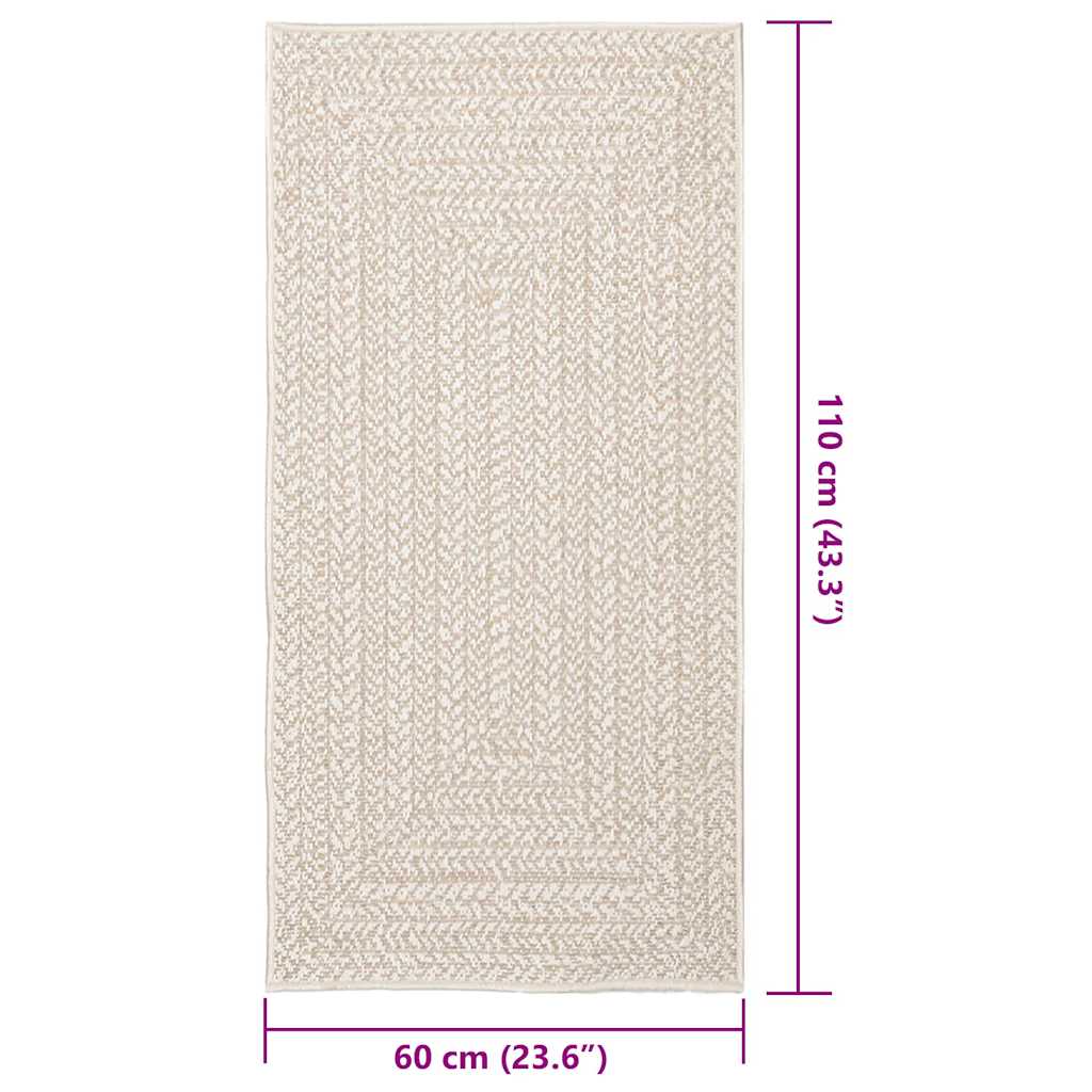 Teppe ZIZUR kremhvit 60x110 cm jute-utseende innendørs&utendørs