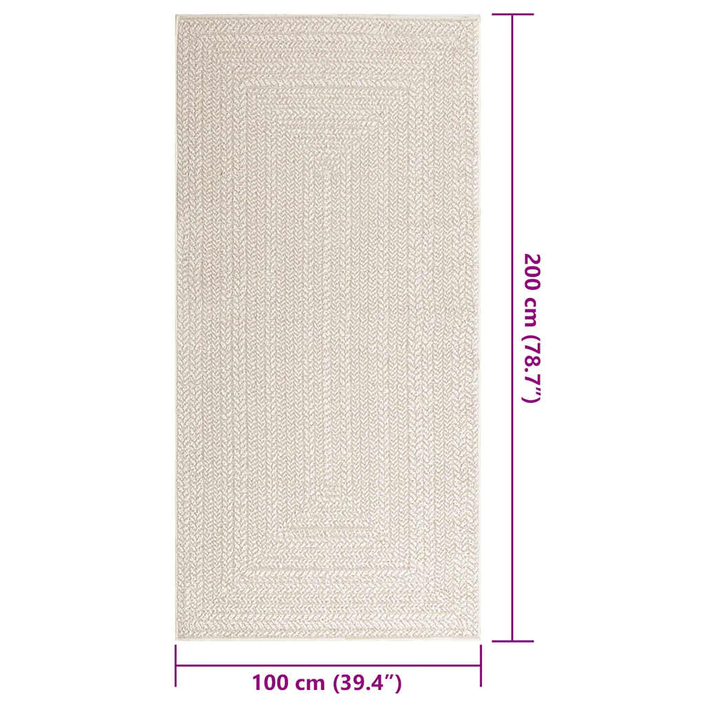 Teppe ZIZUR kremhvit 100x200cm jute-utseende innendørs&utendørs