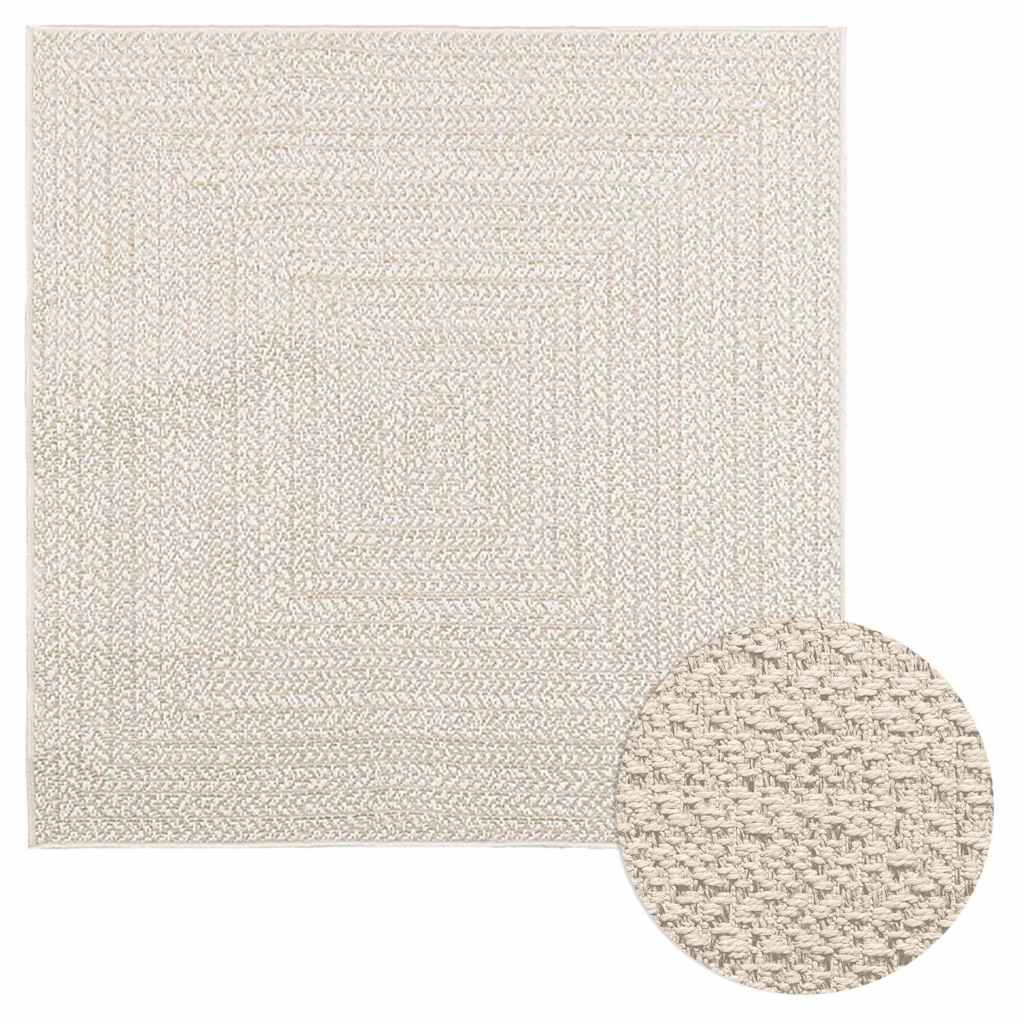 Teppe ZIZUR kremhvit 120x120cm jute-utseende innendørs&utendørs