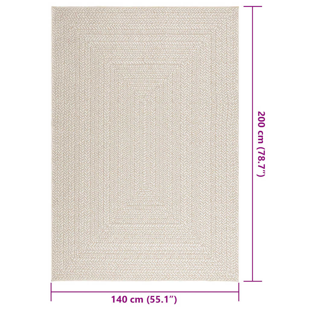 Teppe ZIZUR kremhvit 140x200cm jute-utseende innendørs&utendørs