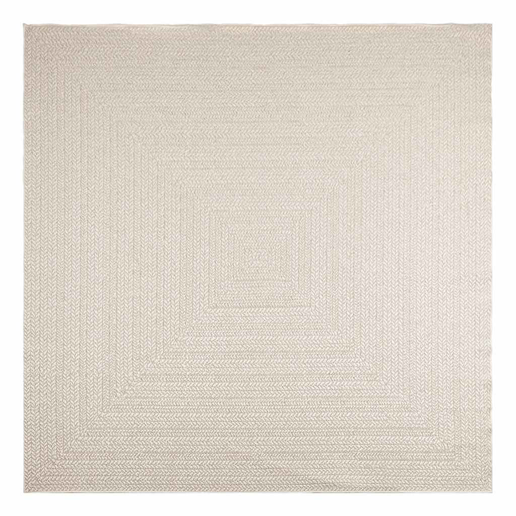 Teppe ZIZUR kremhvit 240x240cm jute-utseende innendørs&utendørs
