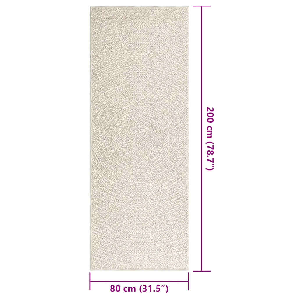 Teppe ZIZUR kremhvit 80x200 cm jute-utseende innendørs&utendørs