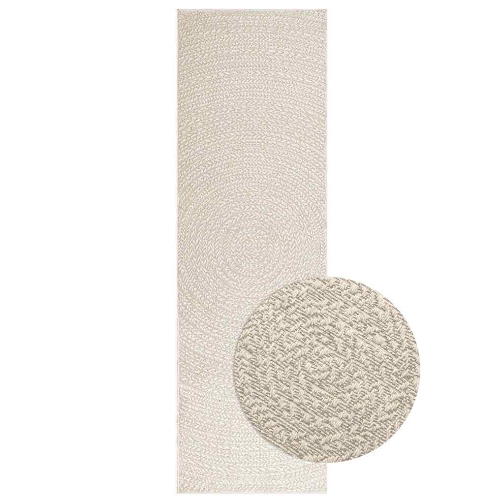 Teppe ZIZUR kremhvit 80x250 cm jute-utseende innendørs&utendørs