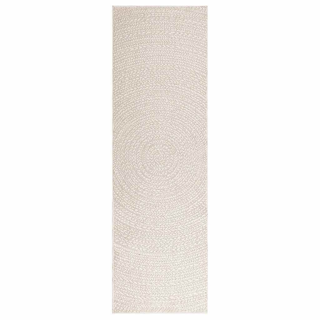 Teppe ZIZUR kremhvit 80x250 cm jute-utseende innendørs&utendørs
