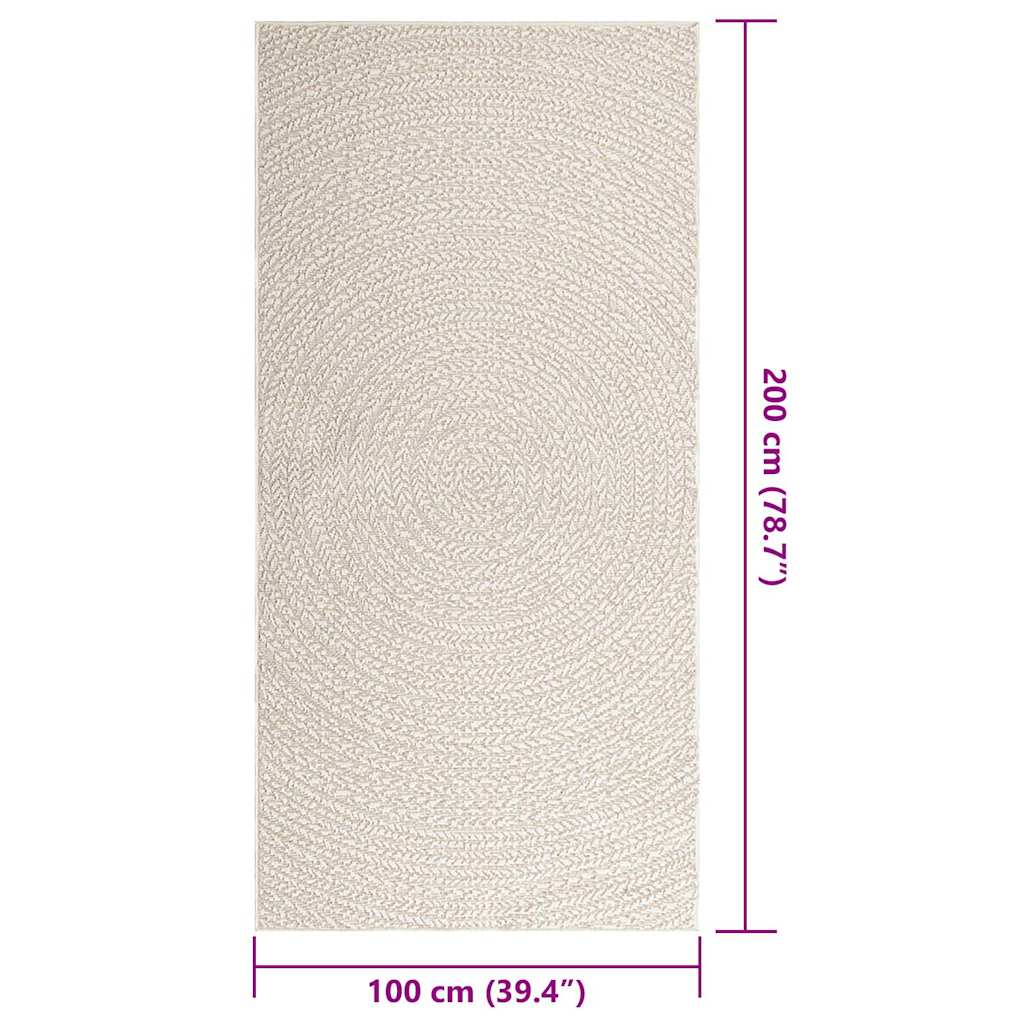 Teppe ZIZUR kremhvit 100x200cm jute-utseende innendørs&utendørs