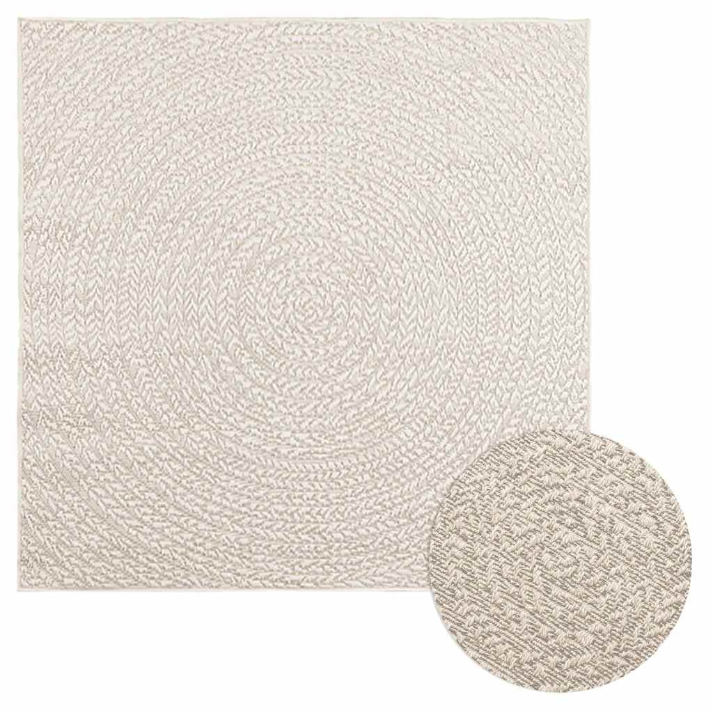Teppe ZIZUR kremhvit 120x120cm jute-utseende innendørs&utendørs