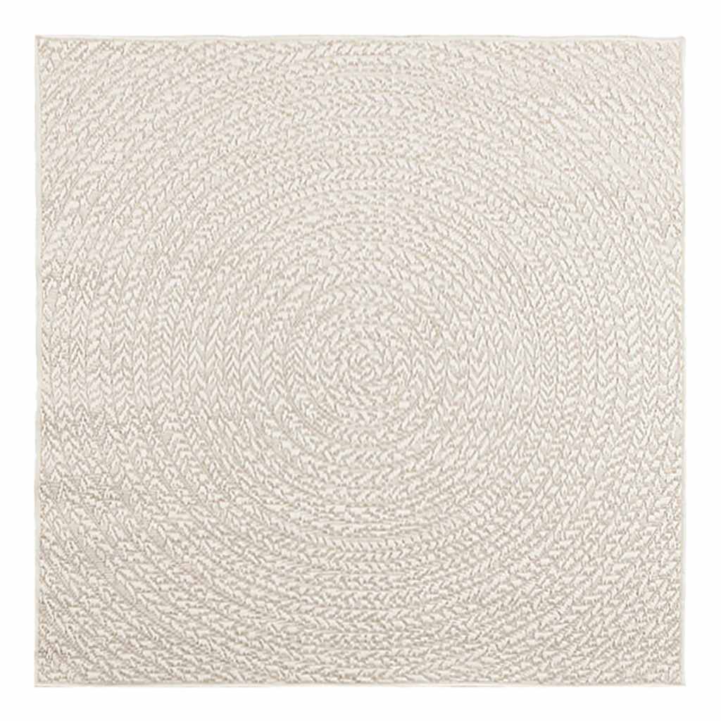 Teppe ZIZUR kremhvit 120x120cm jute-utseende innendørs&utendørs