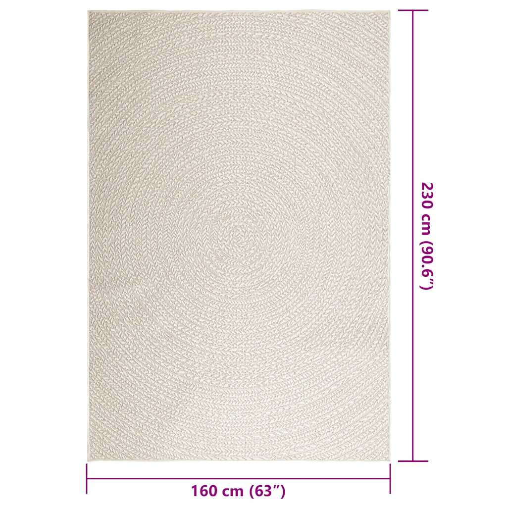 Teppe ZIZUR kremhvit 160x230cm jute-utseende innendørs&utendørs