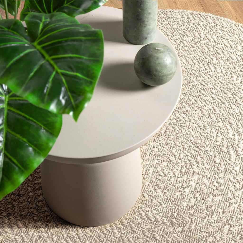 Teppe ZIZUR kremhvit Ø120cm jute-utseende innendørs og utendørs