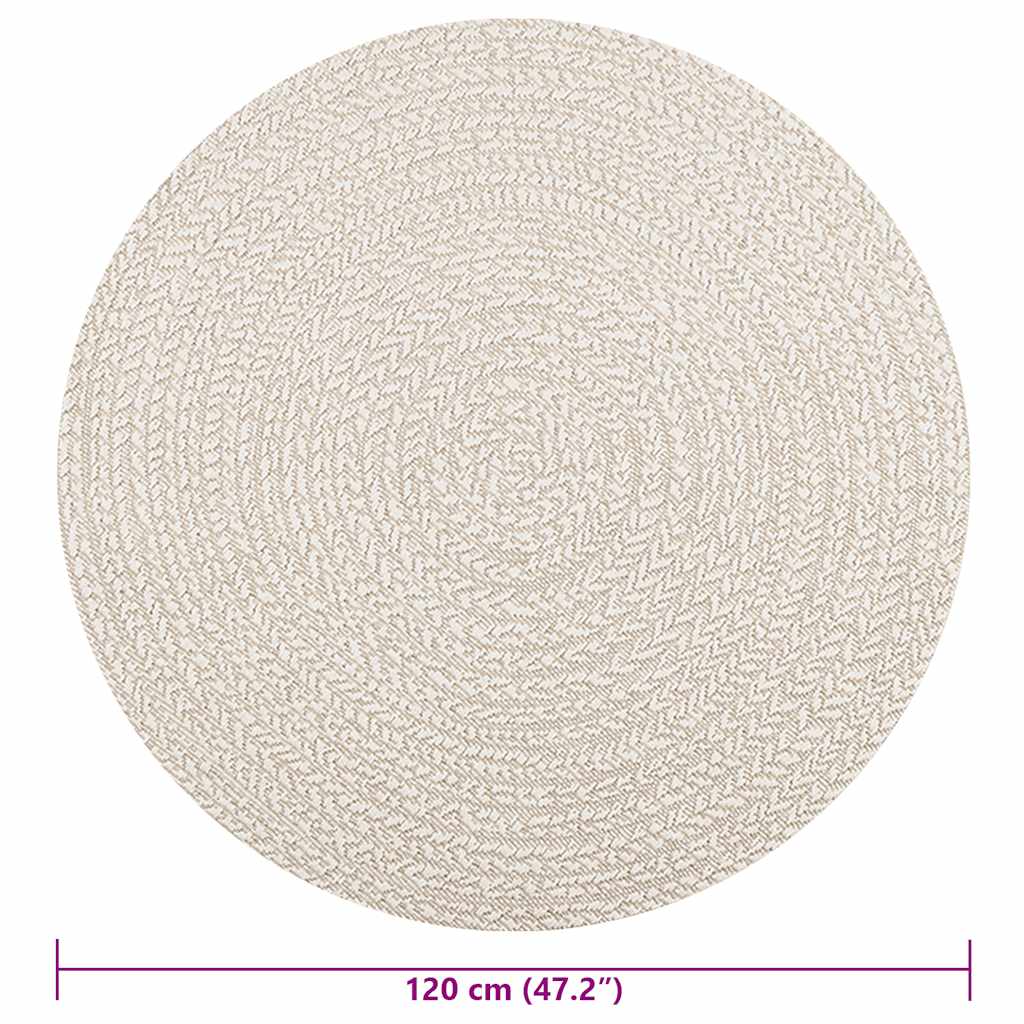 Teppe ZIZUR kremhvit Ø120cm jute-utseende innendørs og utendørs