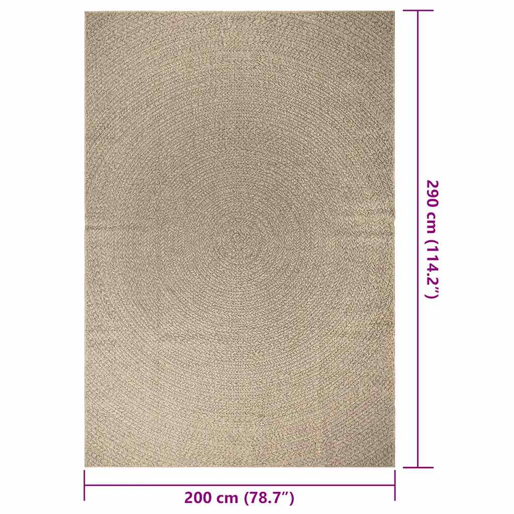 Teppe ZIZUR beige 200x290cm jute-utseende innendørs og utendørs