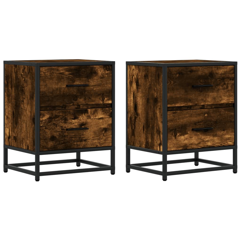 Nattbord 2 stk røkt eik 40x31x50 cm konstruert tre