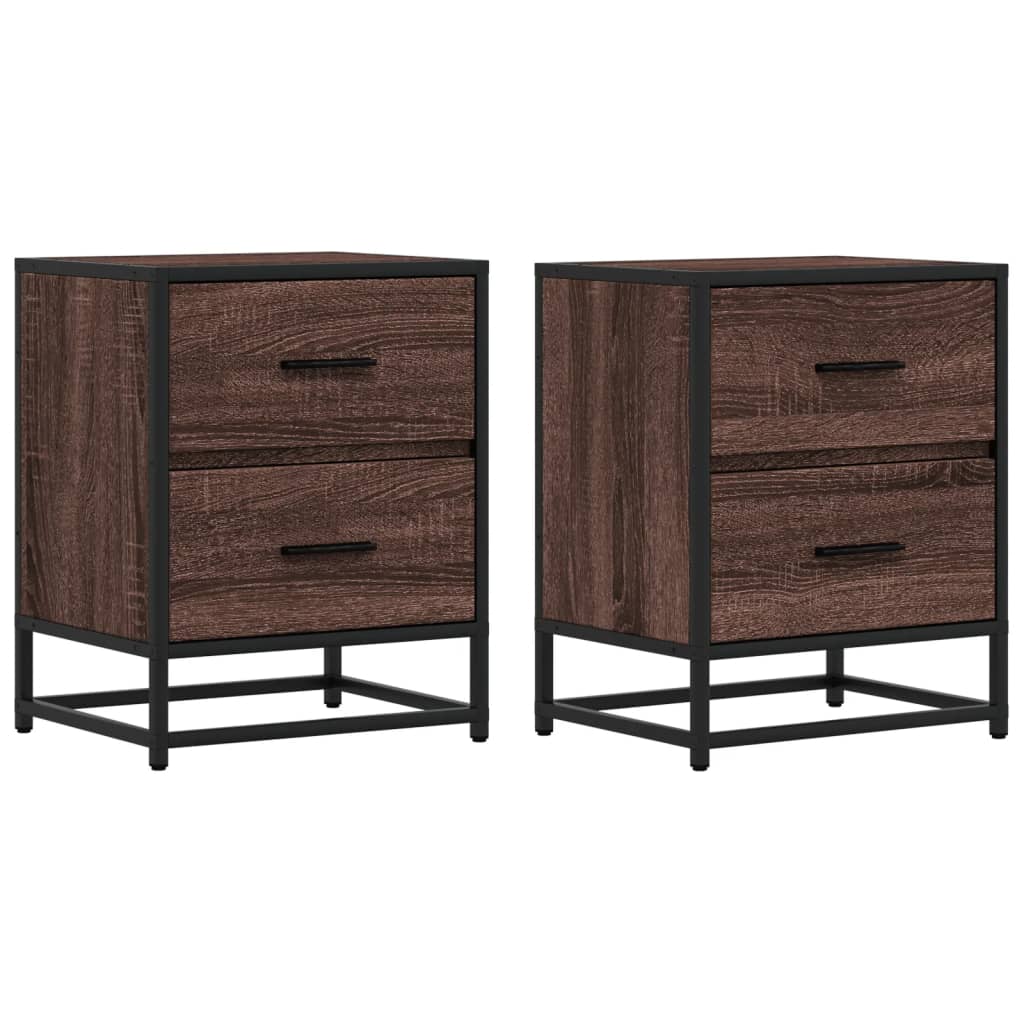 Nattbord 2 stk brun eik 40x31x50 cm konstruert tre