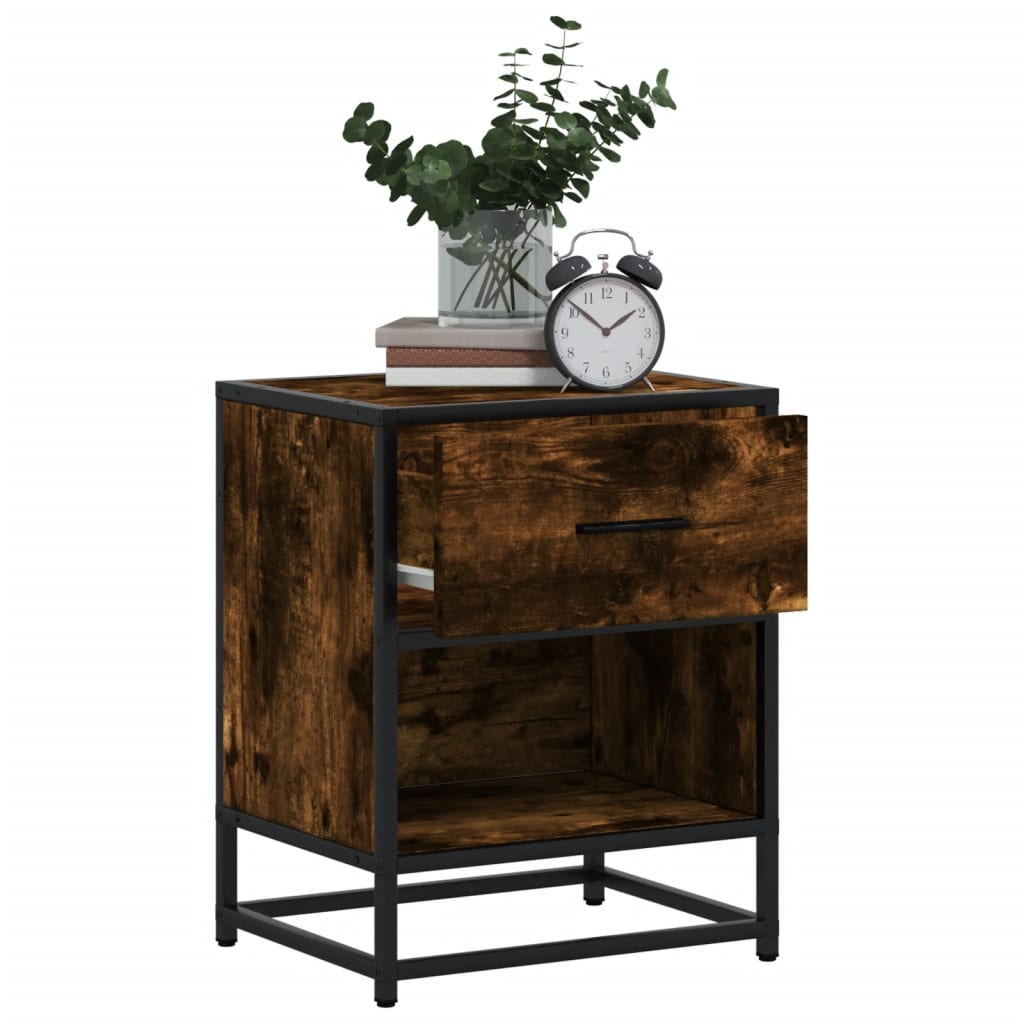 Nattbord 2 stk røkt eik 40x31x50 cm konstruert tre