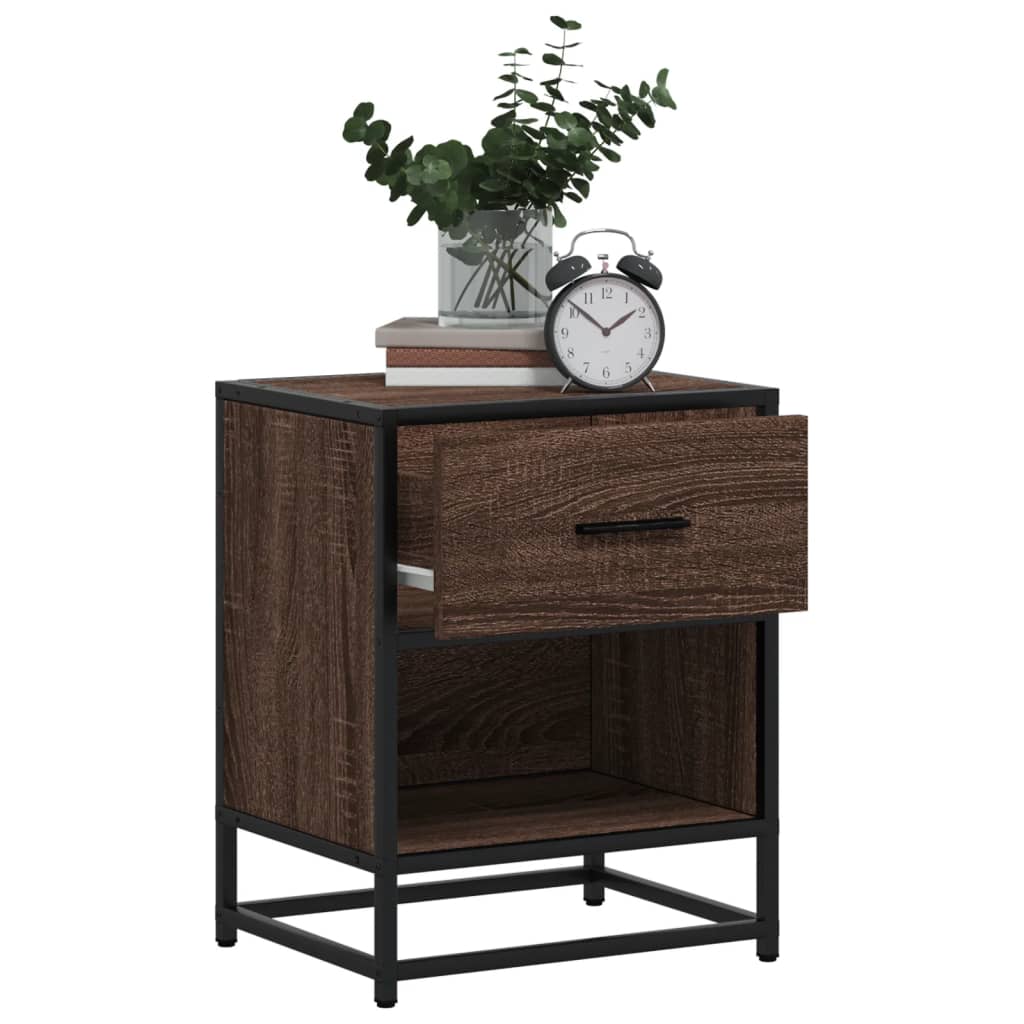 Nattbord 2 stk brun eik 40x31x50 cm konstruert tre