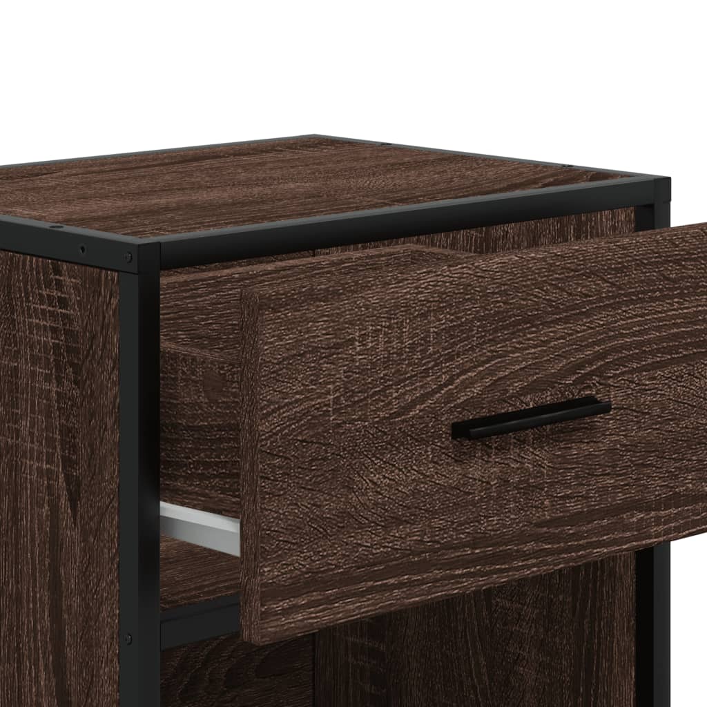 Nattbord 2 stk brun eik 40x31x50 cm konstruert tre