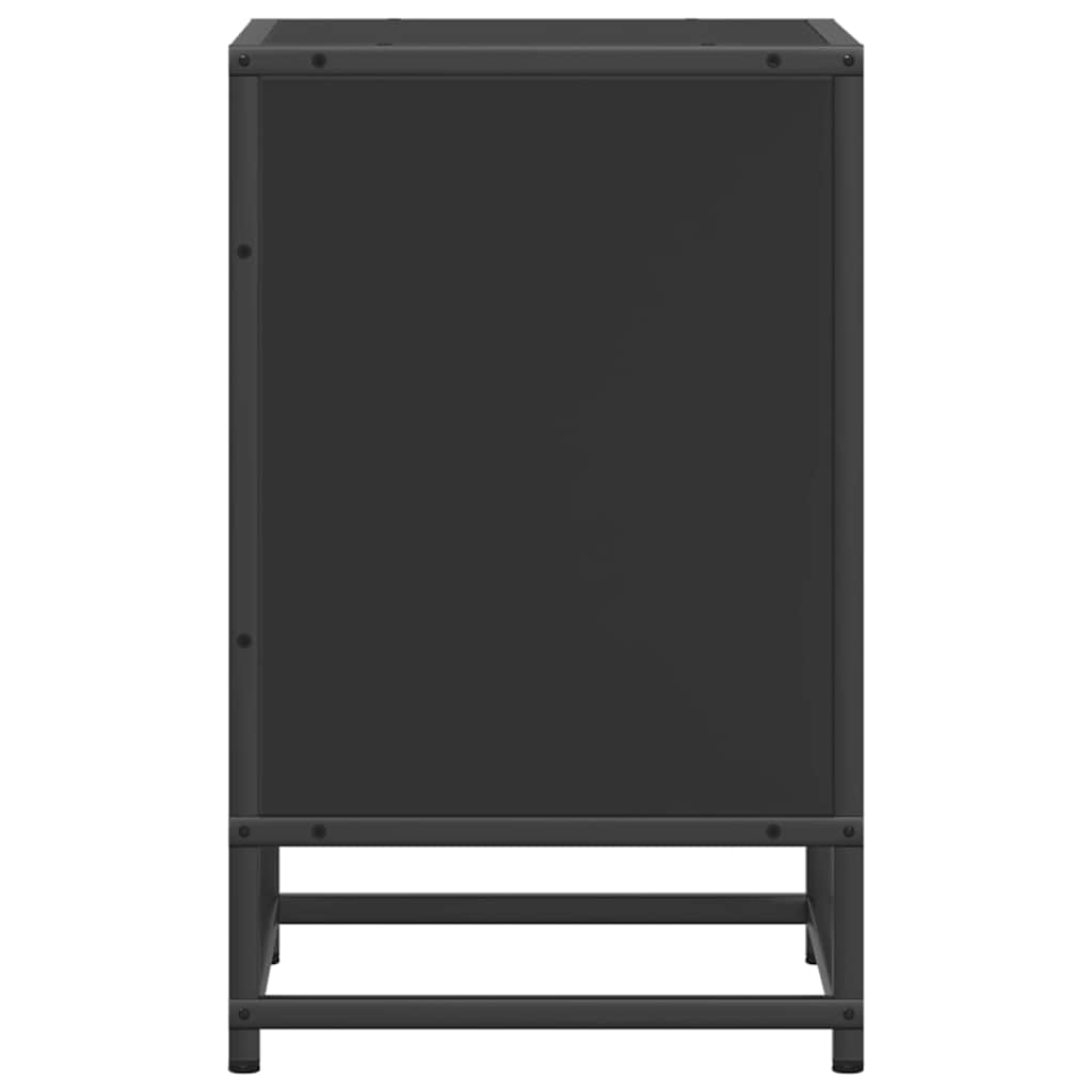 Nattbord 2 stk svart 40x31x50 cm heltre furu og metall