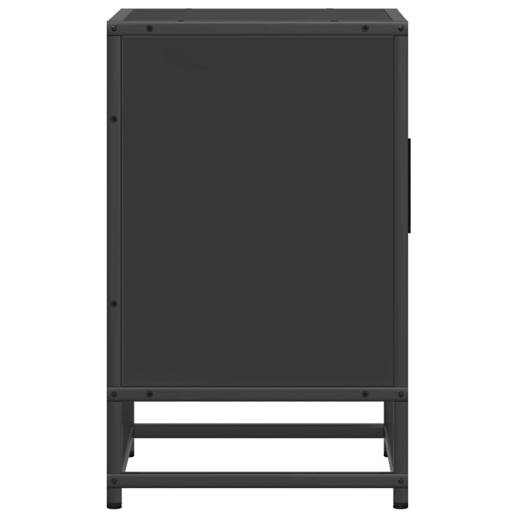 Nattbord svart 40x31x50 cm heltre furu og metall