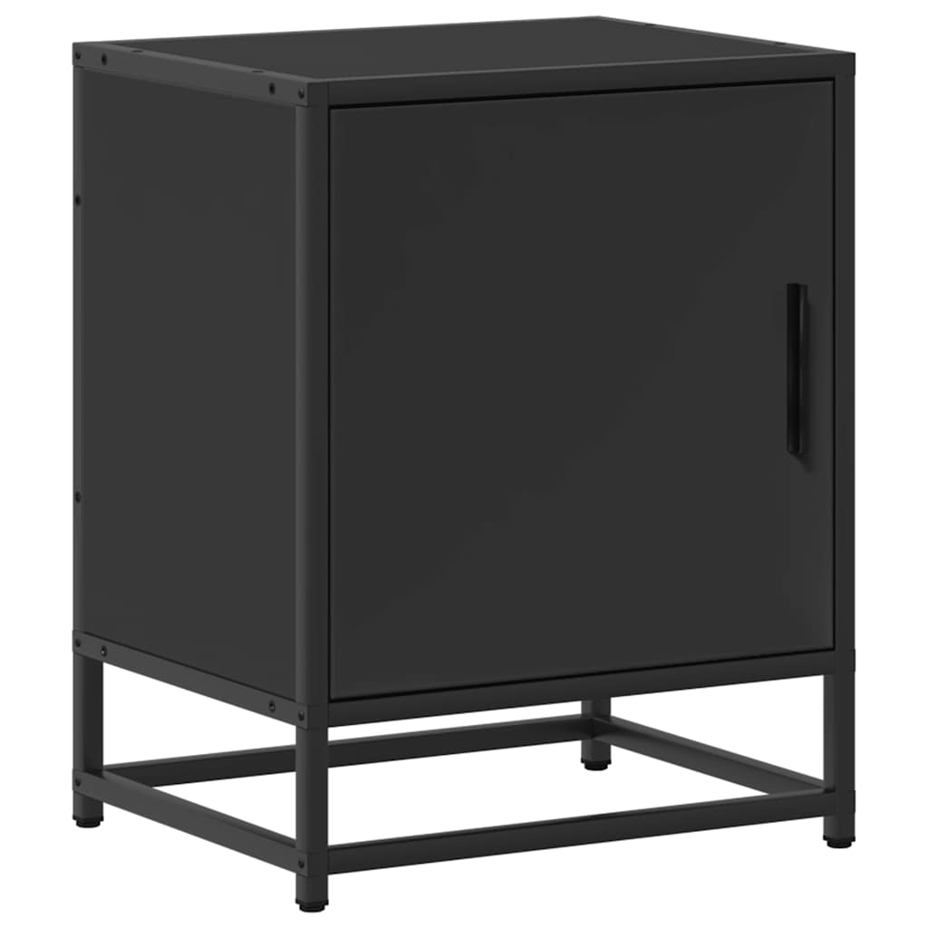 Nattbord 2 stk svart 40x31x50 cm heltre furu og metall