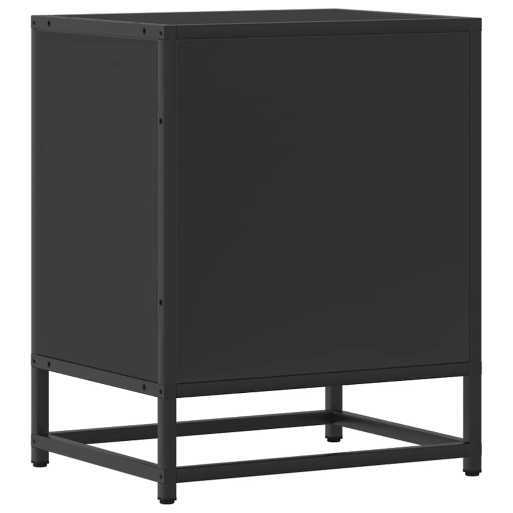 Nattbord 2 stk svart 40x31x50 cm heltre furu og metall