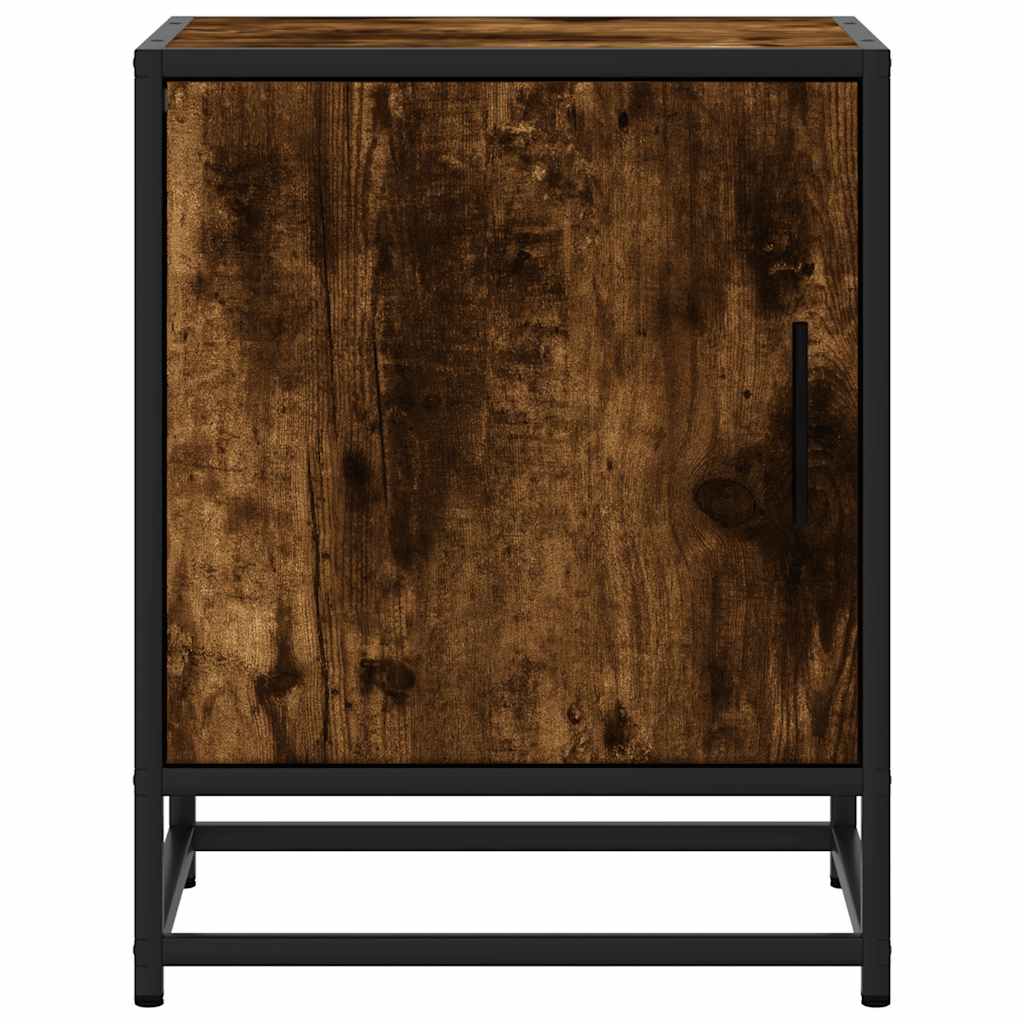 Nattbord 2 stk røkt eik 40x31x50 cm konstruert tre og metall