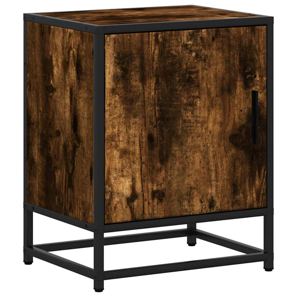 Nattbord 2 stk røkt eik 40x31x50 cm konstruert tre og metall