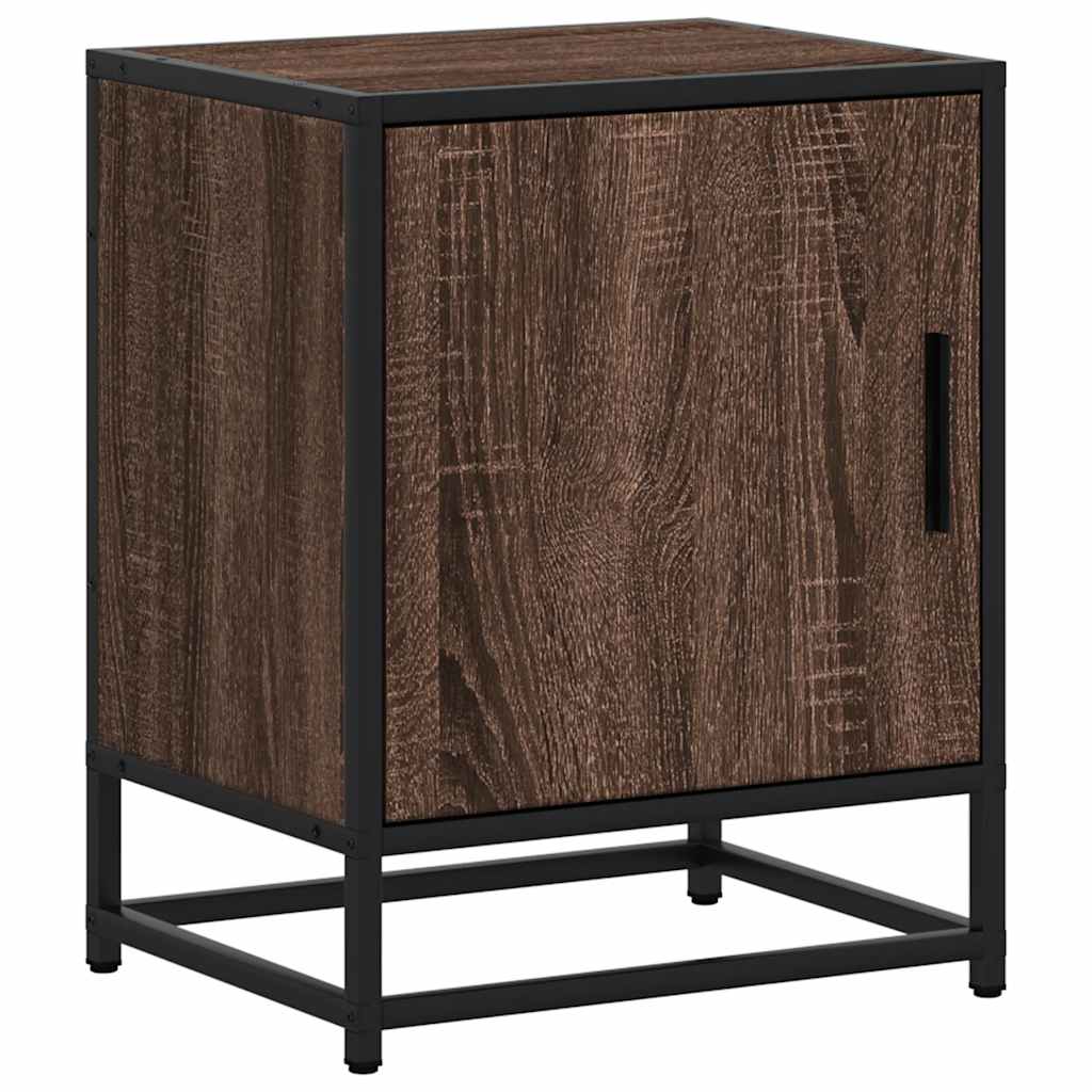 Nattbord 2 stk brun eik 40x31x50 cm konstruert tre og metall