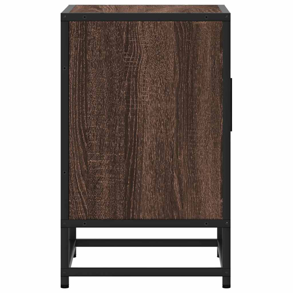 Nattbord 2 stk brun eik 40x31x50 cm konstruert tre og metall
