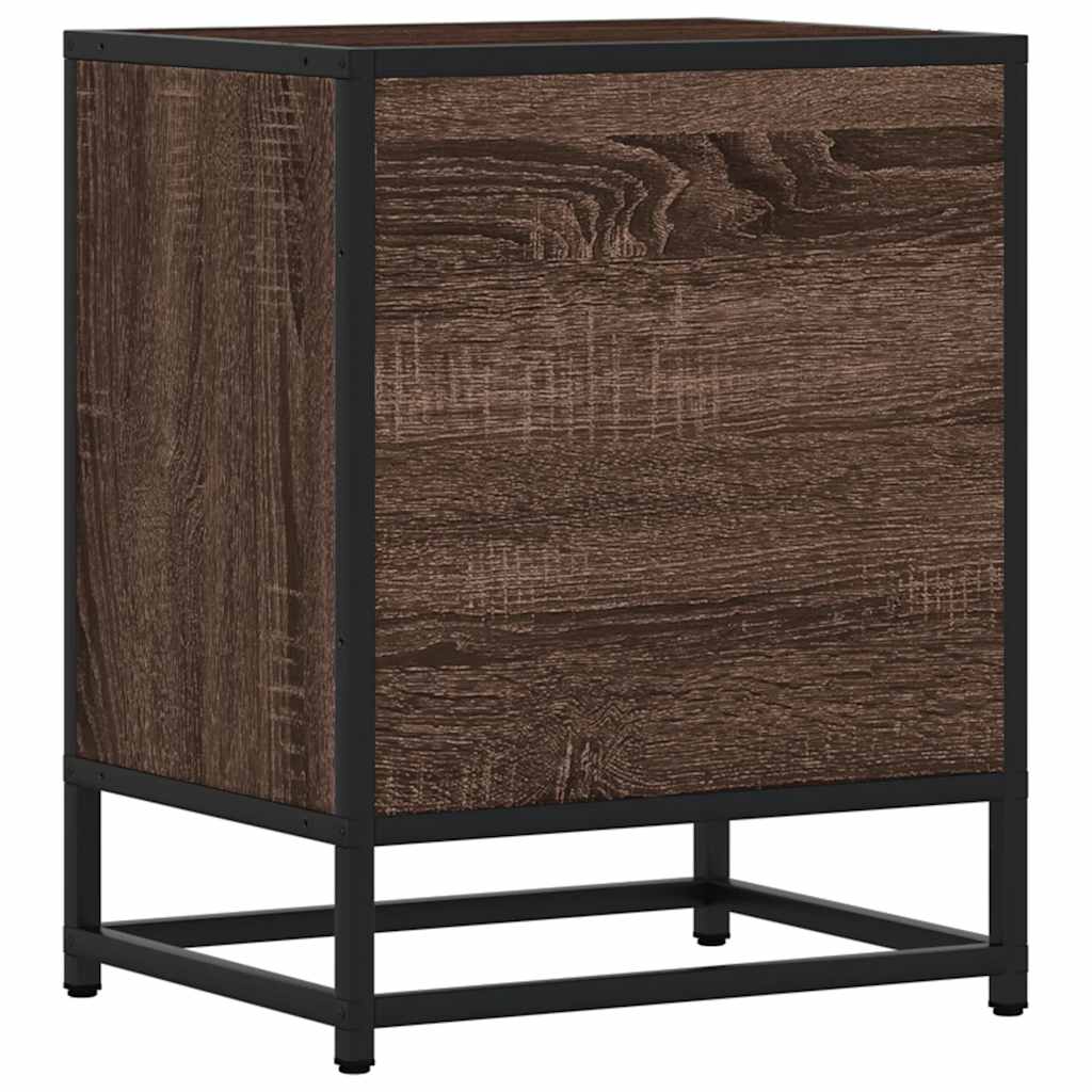 Nattbord 2 stk brun eik 40x31x50 cm konstruert tre og metall