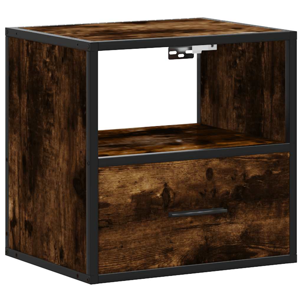 Veggmontert nattbord røkt eik 40x31x39,5 cm