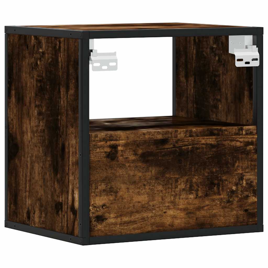 Veggmontert nattbord røkt eik 40x31x39,5 cm
