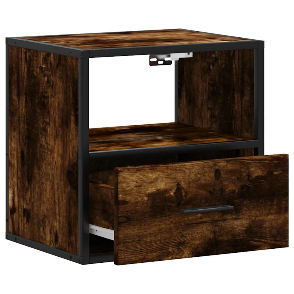 Veggmontert nattbord røkt eik 40x31x39,5 cm