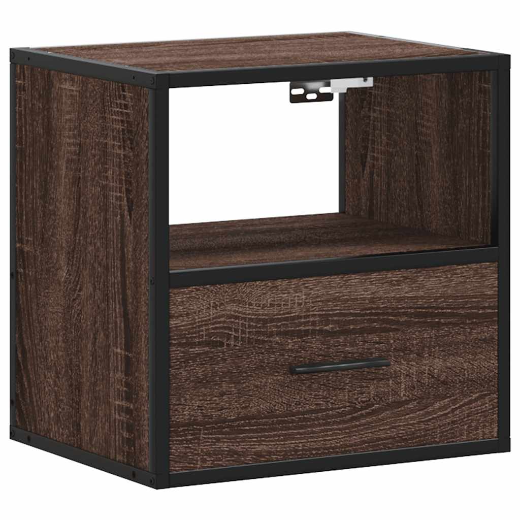 Veggmontert nattbord brun eik 40x31x39,5 cm