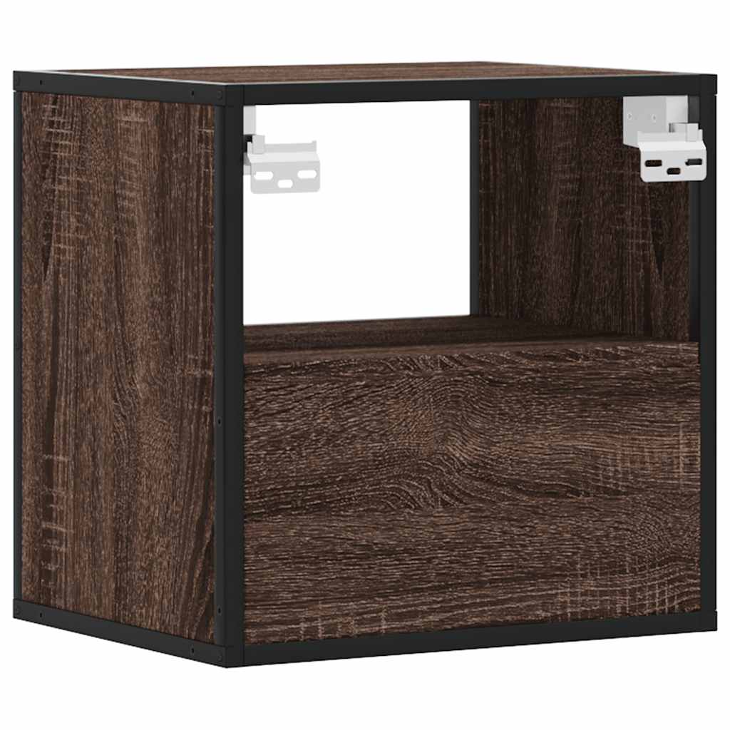 Veggmontert nattbord brun eik 40x31x39,5 cm