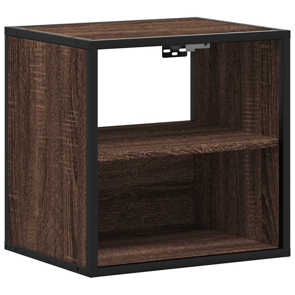 Veggmontert nattbord brun eik 40x31x39,5 cm