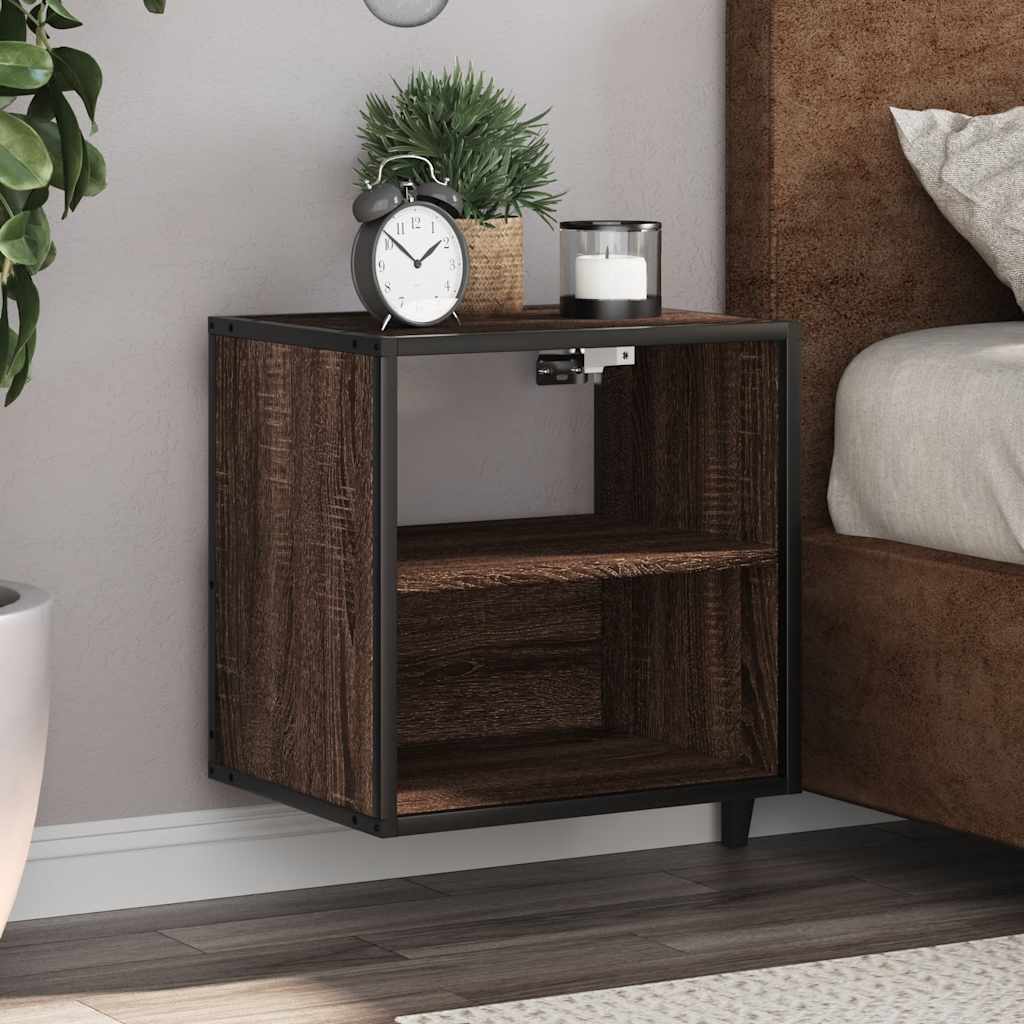 Veggmontert nattbord brun eik 40x31x39,5 cm