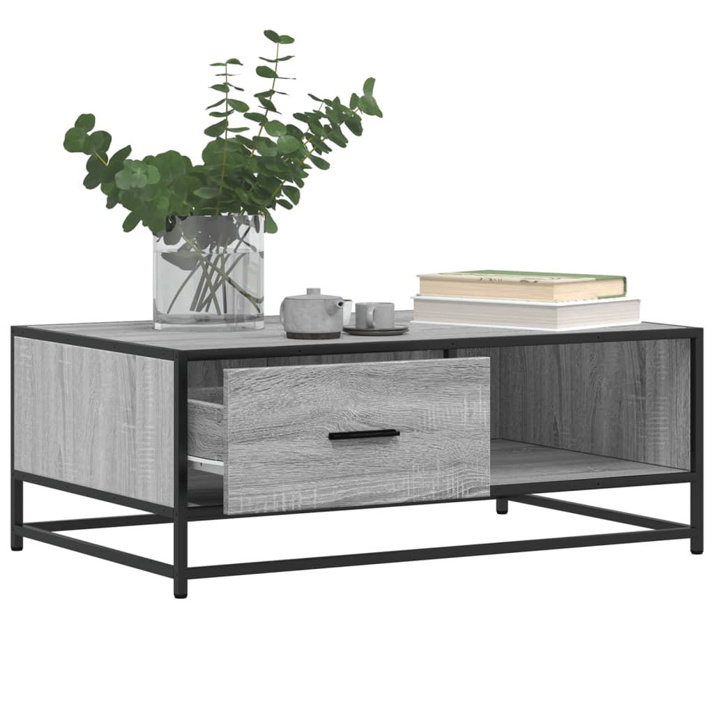 Salongbord grå sonoma 90x57x35 cm konstruert tre og metall