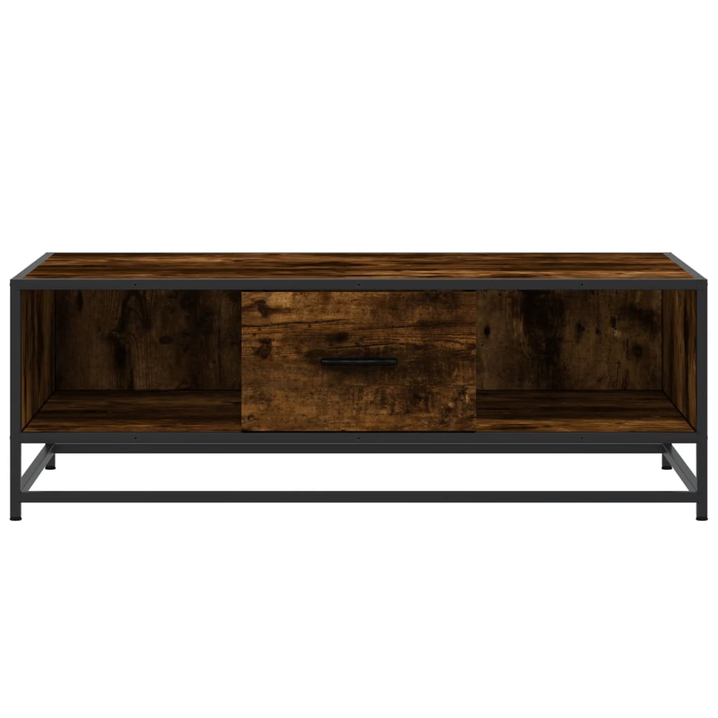 Salongbord røkt eik 100x57x35 cm konstruert tre og metall