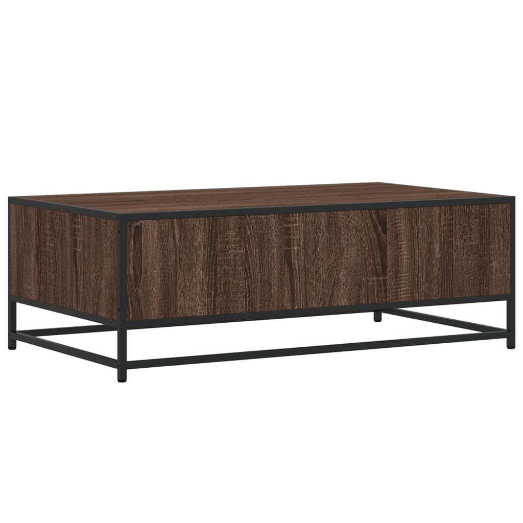 Salongbord brun eik 100x57x35 cm konstruert tre og metall