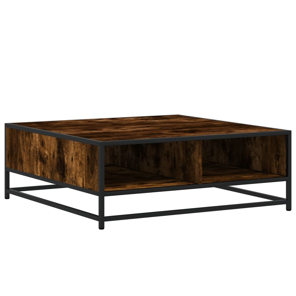 Salongbord røkt eik 80x80x30 cm konstruert tre og metall