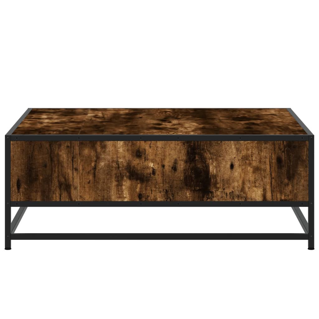 Salongbord røkt eik 80x80x30 cm konstruert tre og metall