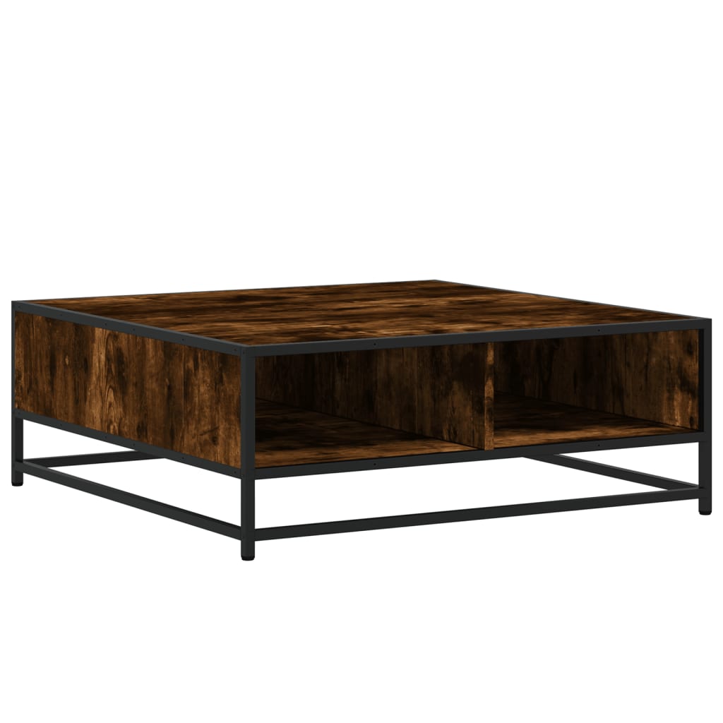 Salongbord røkt eik 80x80x30 cm konstruert tre og metall