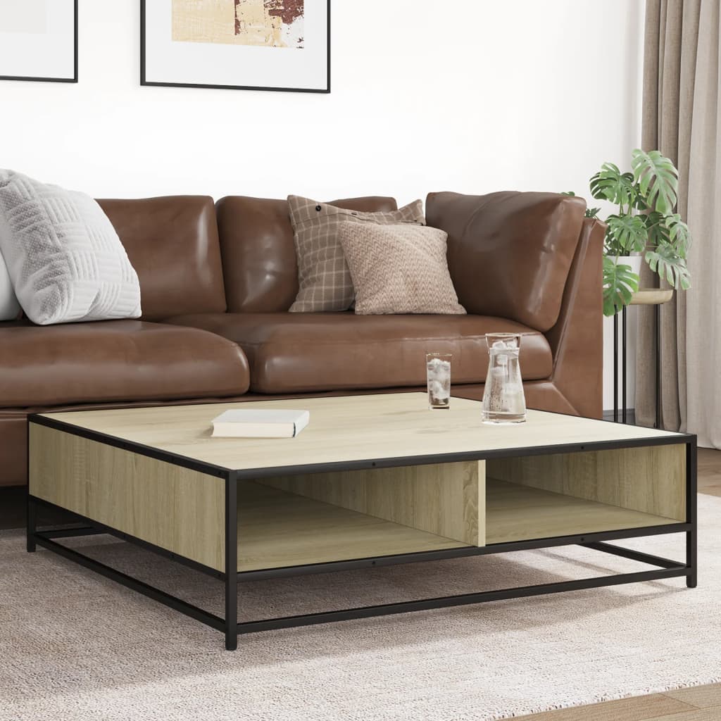 Salongbord sonoma eik 100x100x30 cm konstruert tre og metall