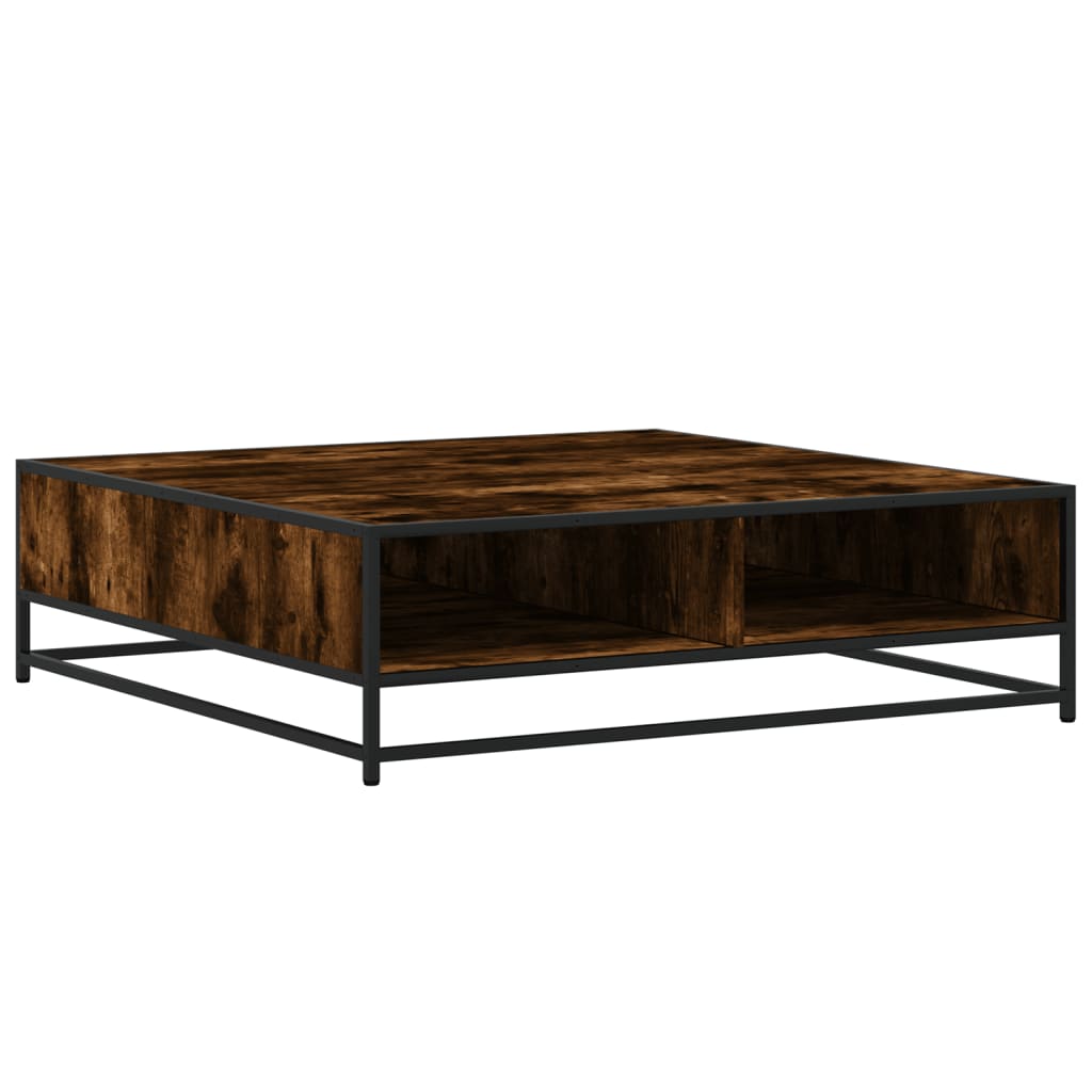 Salongbord røkt eik 100x100x30 cm konstruert tre og metall