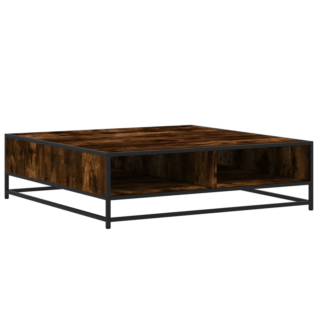 Salongbord røkt eik 100x100x30 cm konstruert tre og metall